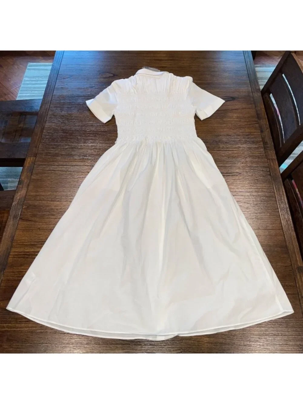 NWT J.Crew Petite Elsie Shirt-Dress MP White Smocked Midi Cotton Poplin A-Line